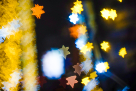 Blurred image of christmas light winter festival at night, Xmas background