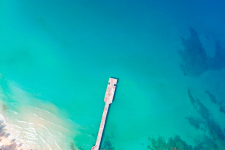 Aerial view nature bacakground of white sand beach turquoise clear water, Seascape