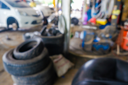ackground of automobile garage car repair shop with mechanicの写真素材