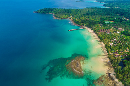 Aerial view of amazing angel sea beach turquoise water summer landscape backgroundの写真素材