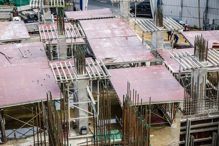 Construction site with crane building industry development
