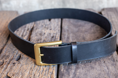 Genuine leather belt with brass buckle craftsmanship working