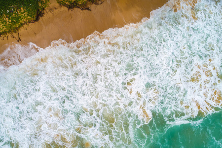 Sea wave on sand beach turquoise water nature lndscape aerial view
