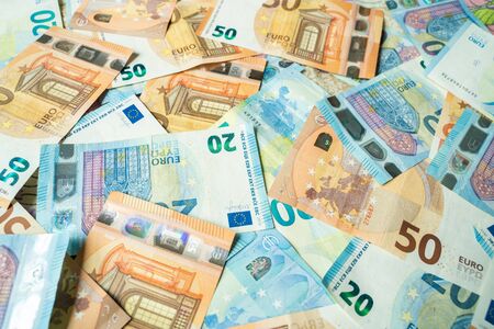 Background of european money bills, Various euro cashの写真素材