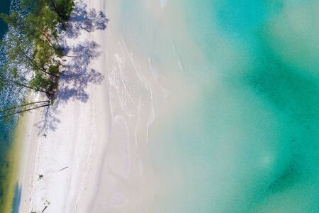 Aerial view sea with white sand beach summer vacation conceptの写真素材