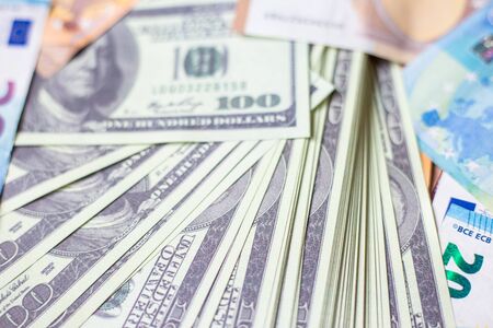 Euro money with us dollar bill compettition background finance object