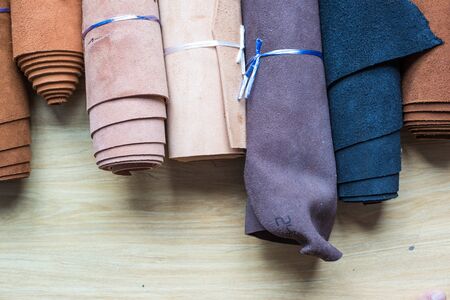 Raw genuine leather crafts industry DIY workの写真素材