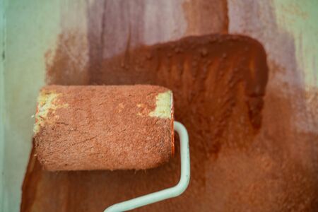 Color paint interior home wall renovate with rolling paintの写真素材