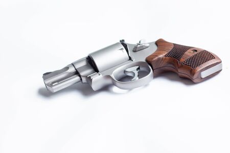 magnum conceal revolver gun on white bckground, Crime conceptの写真素材