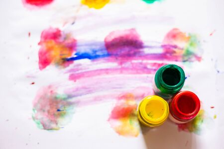 Watercolor botton paint on white background, Real water colorの写真素材