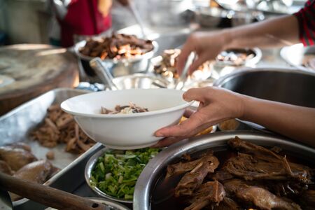 Duck noodle with spice soup Thai food shop, Asian gourmet