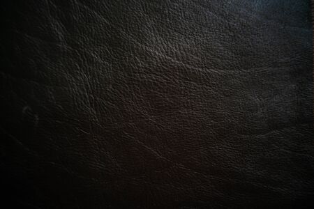 Detail of geniune dark black leather texture, Vegetable tanned leatherの写真素材