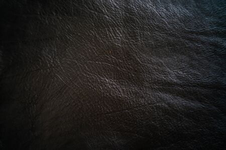 Detail of geniune dark black leather texture, Vegetable tanned leather