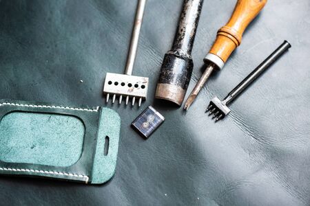 Leather id card holder handmade craftsmanship working