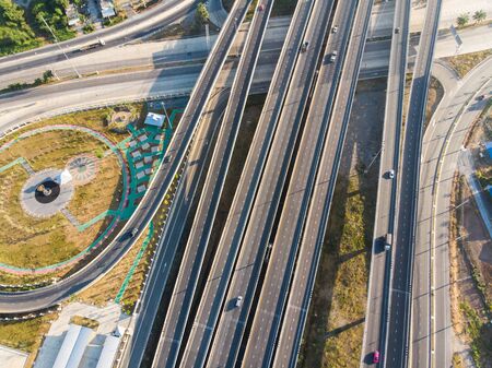 Aerial view city trasnsport junction road with car vehicle