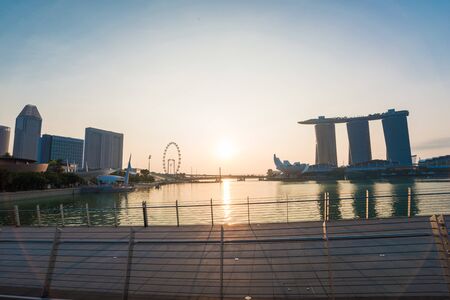 Singapore skyline downtown in morning sunrise, Sightseeing travelのeditorial素材