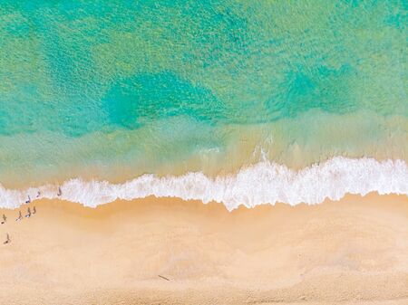 Aerial view white sand sea beach summer vacation