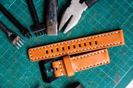 Genuine leather watch strap DIY craftsmanship object