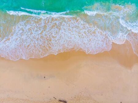 Sea wave white sand beach summer vacation serenity background aerial view