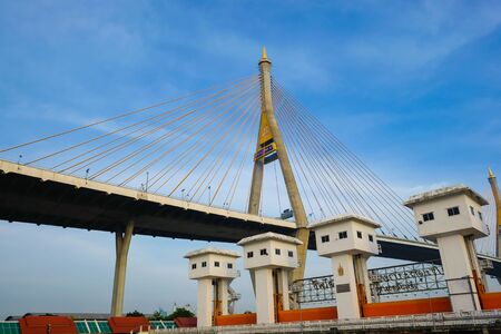 Curve bridge city road blue sky sunshine day transport conceptの写真素材