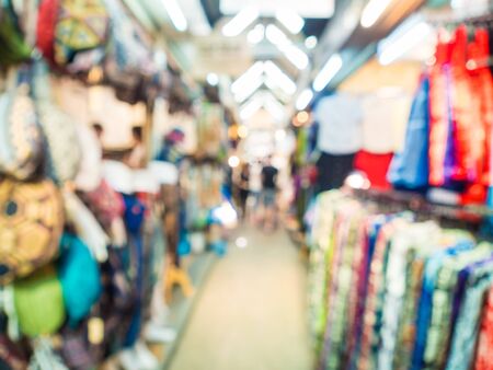 Blurred fashion shop store colorful cloth and accessory in Chatuchak weekend market Thailandの写真素材