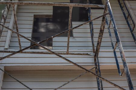 Scaffolding in modern house bulding outdoor, Renovate industry