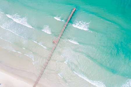 Exotic sea wave beach aerial view summer vacation conceptの写真素材