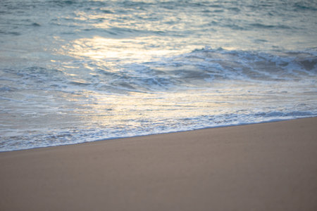 Sea wave on white snad beach close up nature landscape