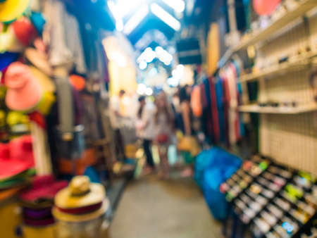 Blurred people shopping at Chatuchak weekend market, Crown of peopleの写真素材
