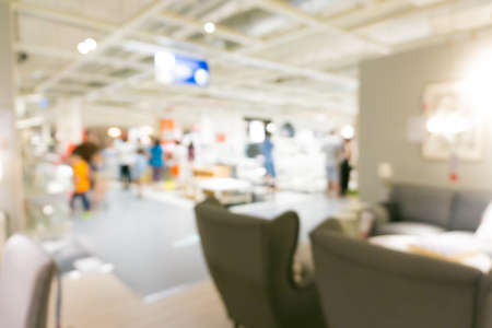 Blurred supermarket with furniture home mart background, Business backgroundの写真素材