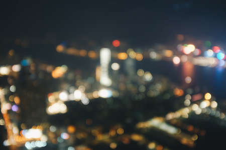 Abstract blurred Hong Kong city night view with bokeh, Kowloon districtの写真素材