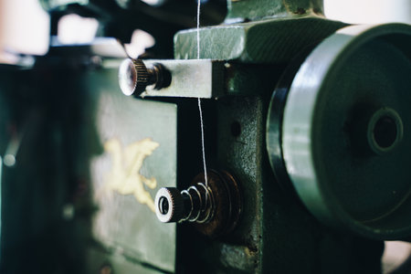 Old vintage mechanic hand sewing machineの写真素材
