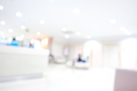 Abstract blur people in beautiful luxury hospital and clinic interior with bokehの写真素材
