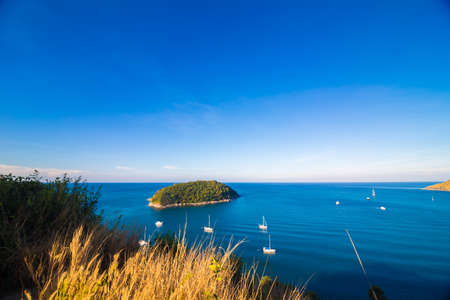 Travel boat group on sea bay island summer vacation concept Phuket Thailandの写真素材