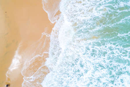 Aerial view sea wave beach sanndy copy space nature backgroundの写真素材