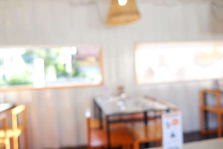 Abstract blurred indoor empty restaurant retro style food and drink backgroundの写真素材