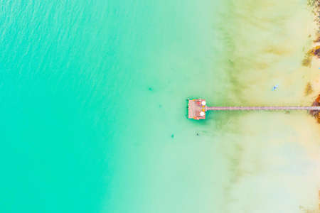 Aerial view sea beach turquoise water nature landscape summer vacation backgroundの写真素材