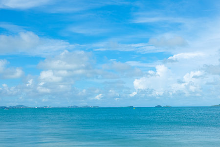 Turquoise sea background with blue sky fluffy cloud nature landscape summer vacation