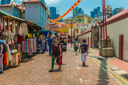 SINGAPORE - MARCH 6, 2015: Tourist travel in Singapore Chinatown is an ethnic neighbourhood featuring distinctly Chinese cultural elements and a concentrated ethnic Chinese populationのeditorial素材