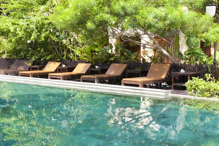 Swimming pool overlooking the mountains and sky のeditorial素材