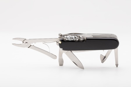 Knife multi-tool, isolated on white backgroundの写真素材