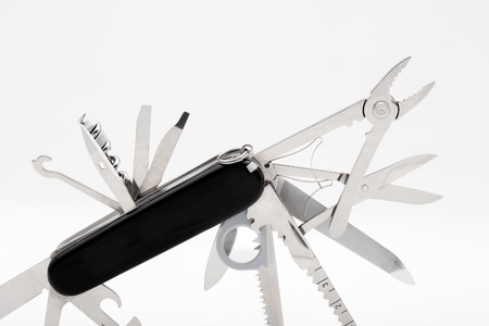 Knife multi-tool, isolated on white backgroundの写真素材