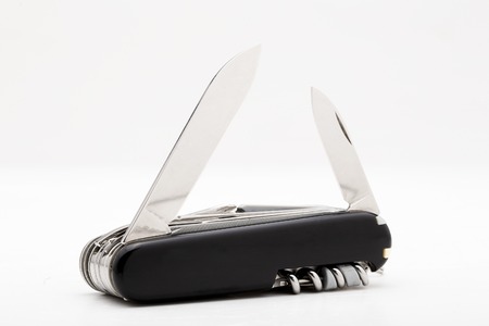 Knife multi-tool, isolated on white backgroundの写真素材
