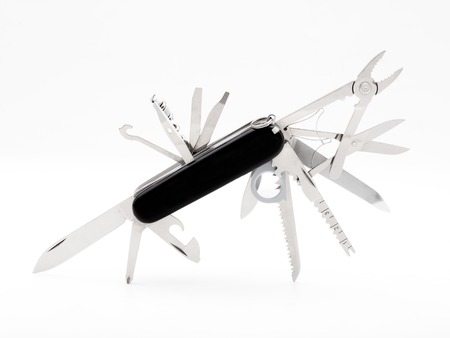 Knife multi-tool, isolated on white backgroundの写真素材