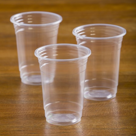 three cup of coffee on wood tableの写真素材