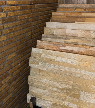 pattern of decorative slate stone wall surfaceの写真素材