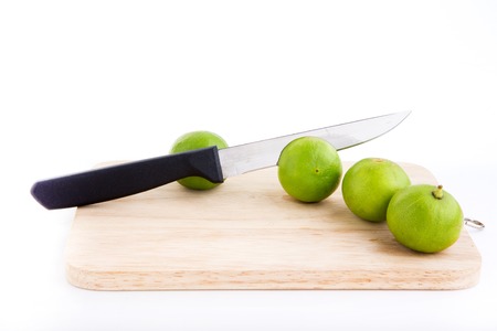 lime slice and lemon on white backgroundの写真素材