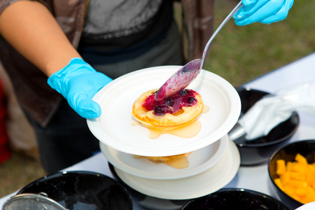 Put the jam on pastries