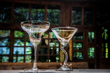 Empty glass in the restaurantの写真素材