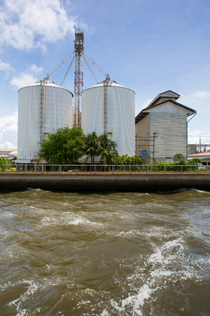 Factory near the riverの写真素材